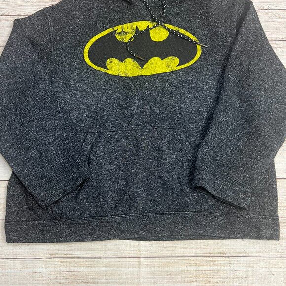 Batman Classic Logo Hoodie Mens XL Gray Black Pullover DC Comics Sweatshirt - Picture 10 of 10